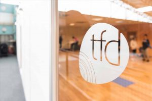 tfd logo on glass