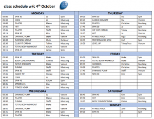 Oct Class schedule